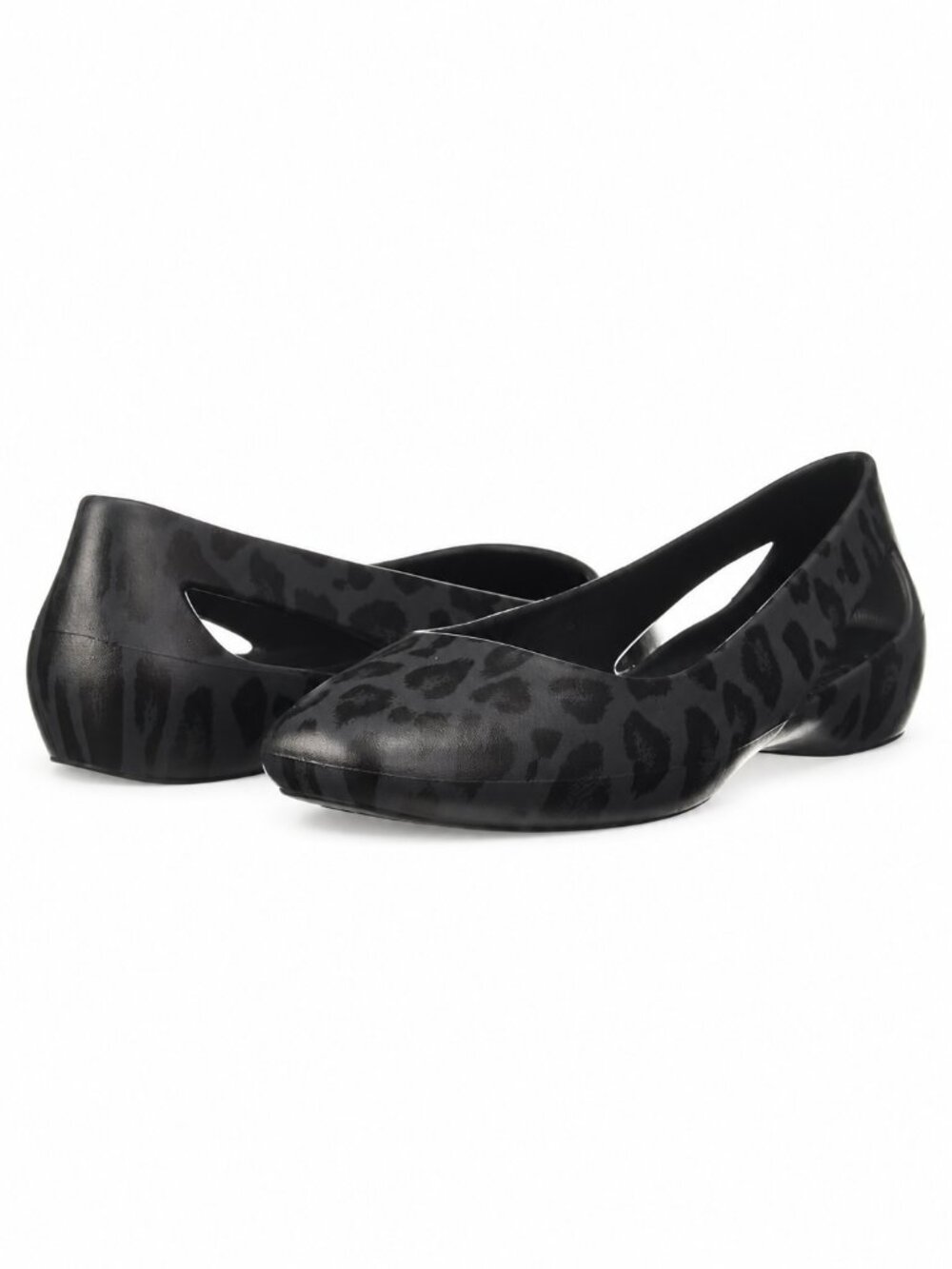 Crocs Lina Graphic D'Orsay Leopard Ballet Flats Black Size 7
